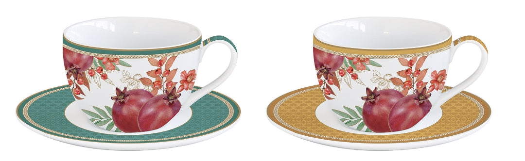 Coffret 2 tasses à café en porcelaine 110 ml + soucoupe "Symphonie d&