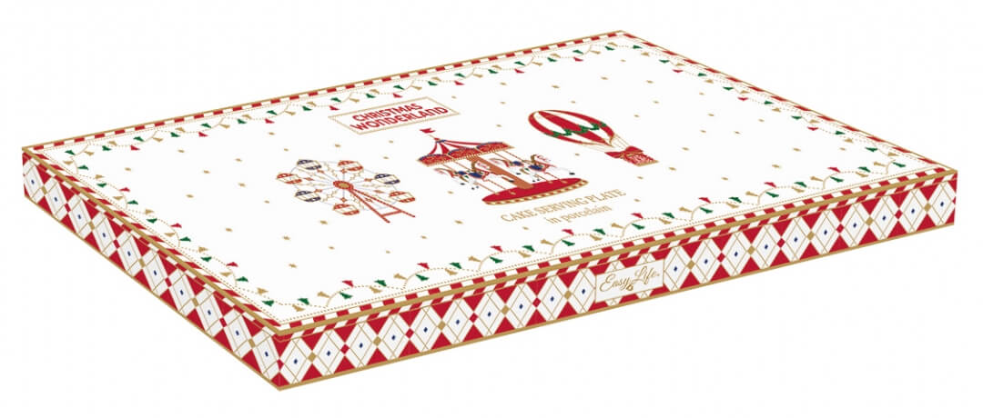 Plat à cake en porcelaine 35x15 cm "Fête foraine de Noël"