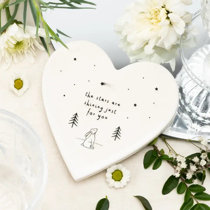 Dessous de tasse en forme de cœur « Les étoiles brillent » (Stars are shining)