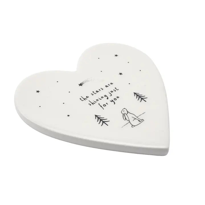 Dessous de tasse en forme de cœur « Les étoiles brillent » (Stars are shining)
