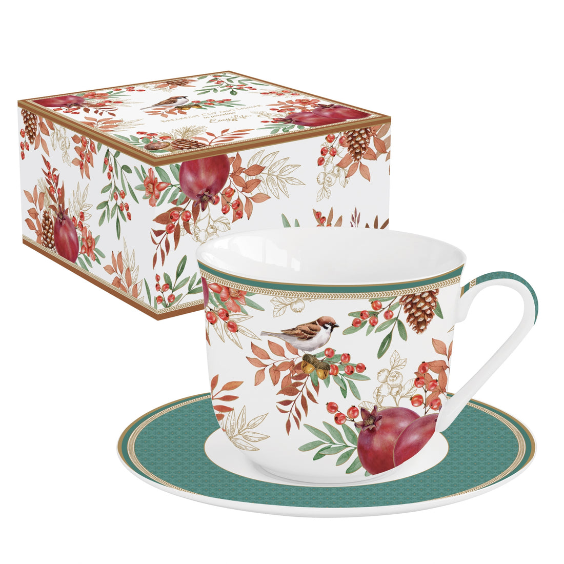 Box of 1 400 ml porcelain cup + saucer &quot;Autumn Symphony&quot;