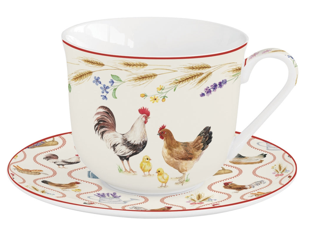 Tasse 400 ml en porcelaine + soucoupe &quot;Country&quot;