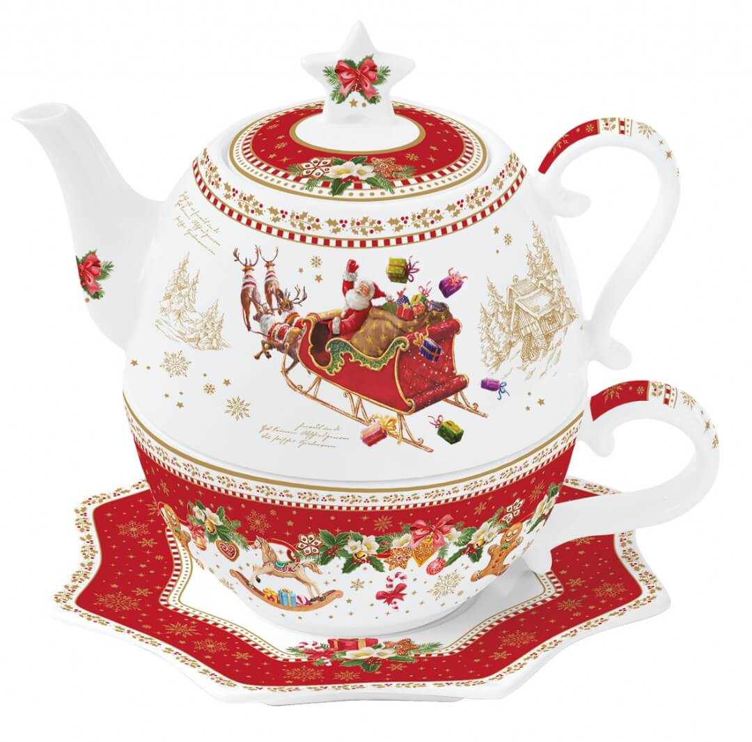 Egoiste (350 ml cup + 450 ml teapot) in porcelain &quot;Christmas Memory&quot; 