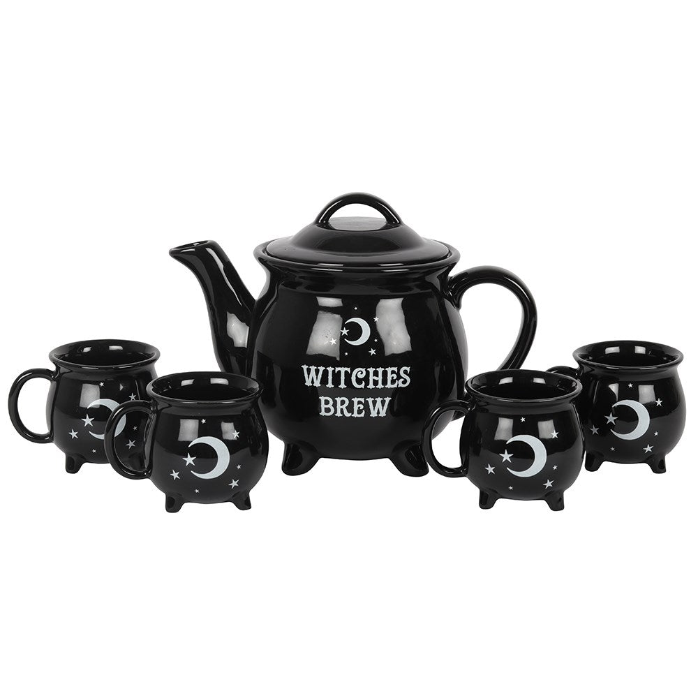 Ceramic teapot set + 4 mugs &quot;Witches&