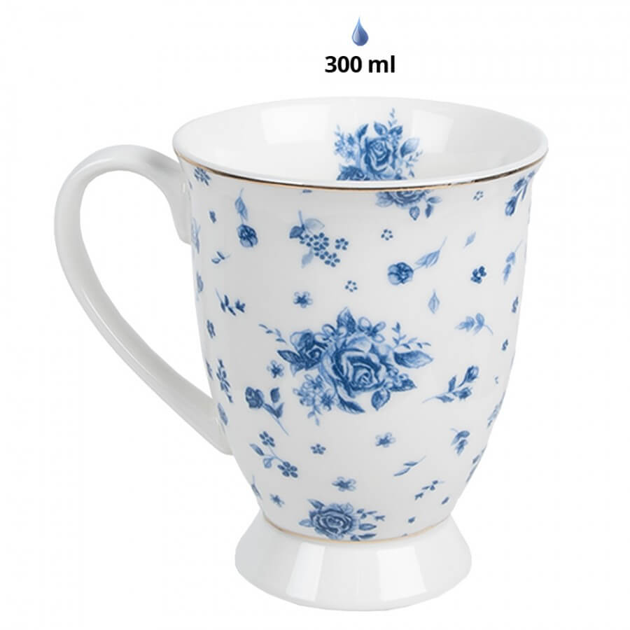 Mug en porcelaine (300 ml) - &quot;Toile de Jouy bleue&quot;