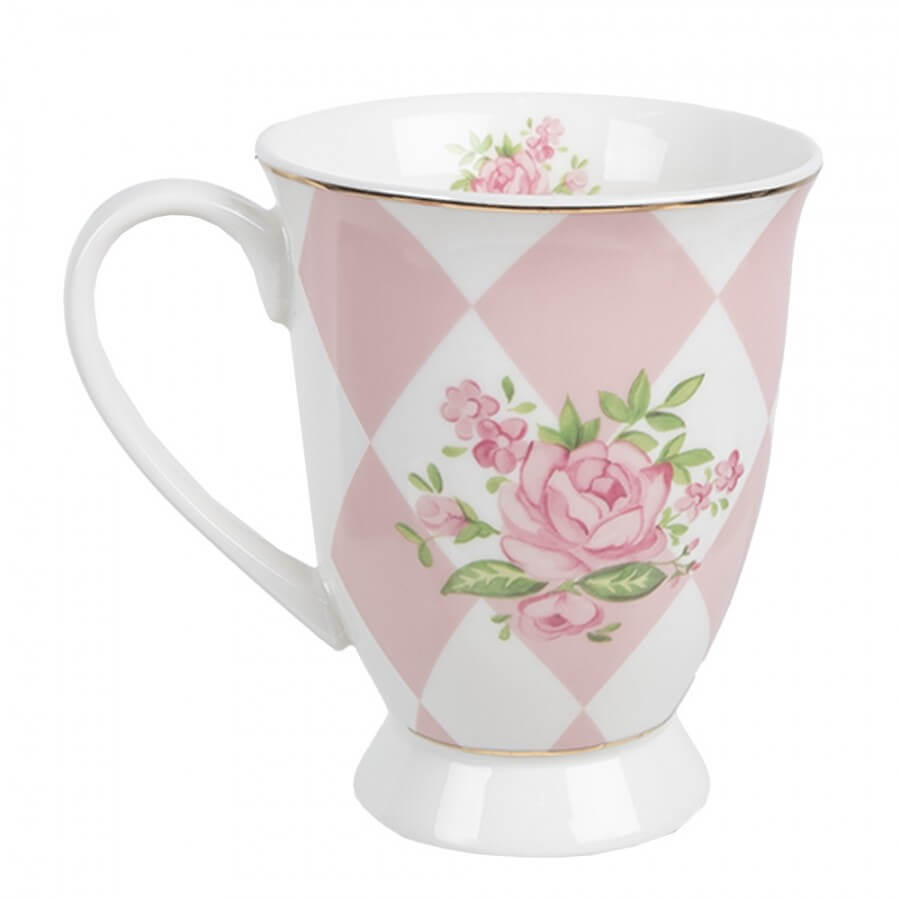 Mug en porcelaine (300 ml) - &quot;Damier rose&quot;