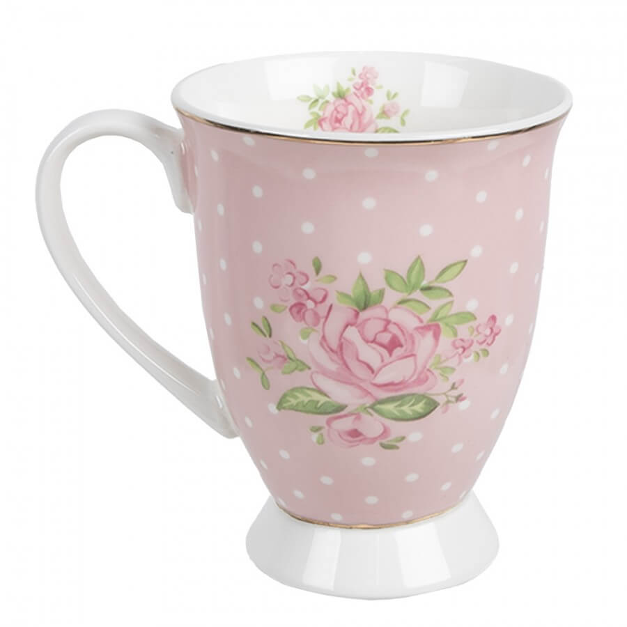 Mug en porcelaine (300 ml) - &quot;Pois rose&quot;