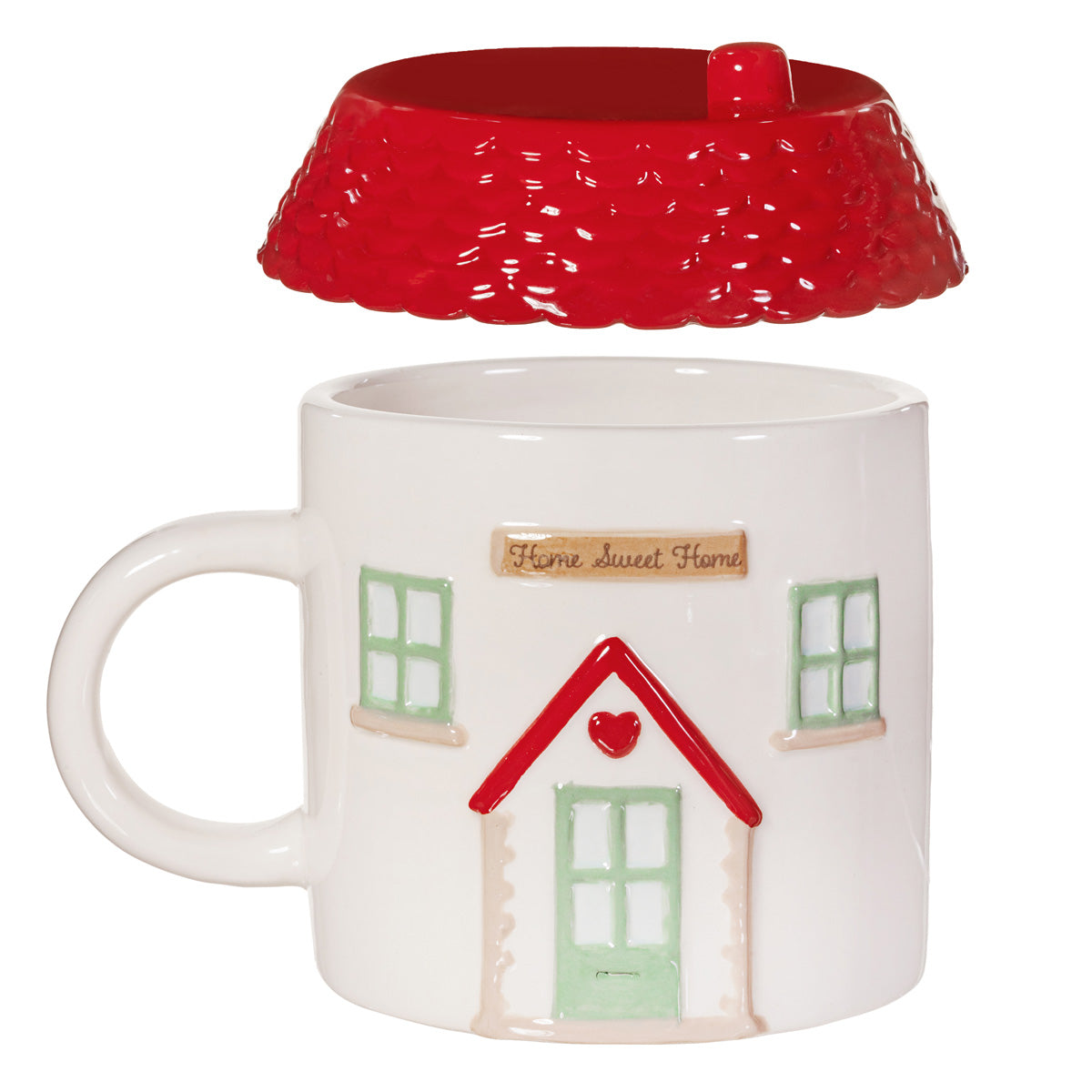 Mug 3D en dolomite &quot;Cottage anglais&quot; avec couvercle