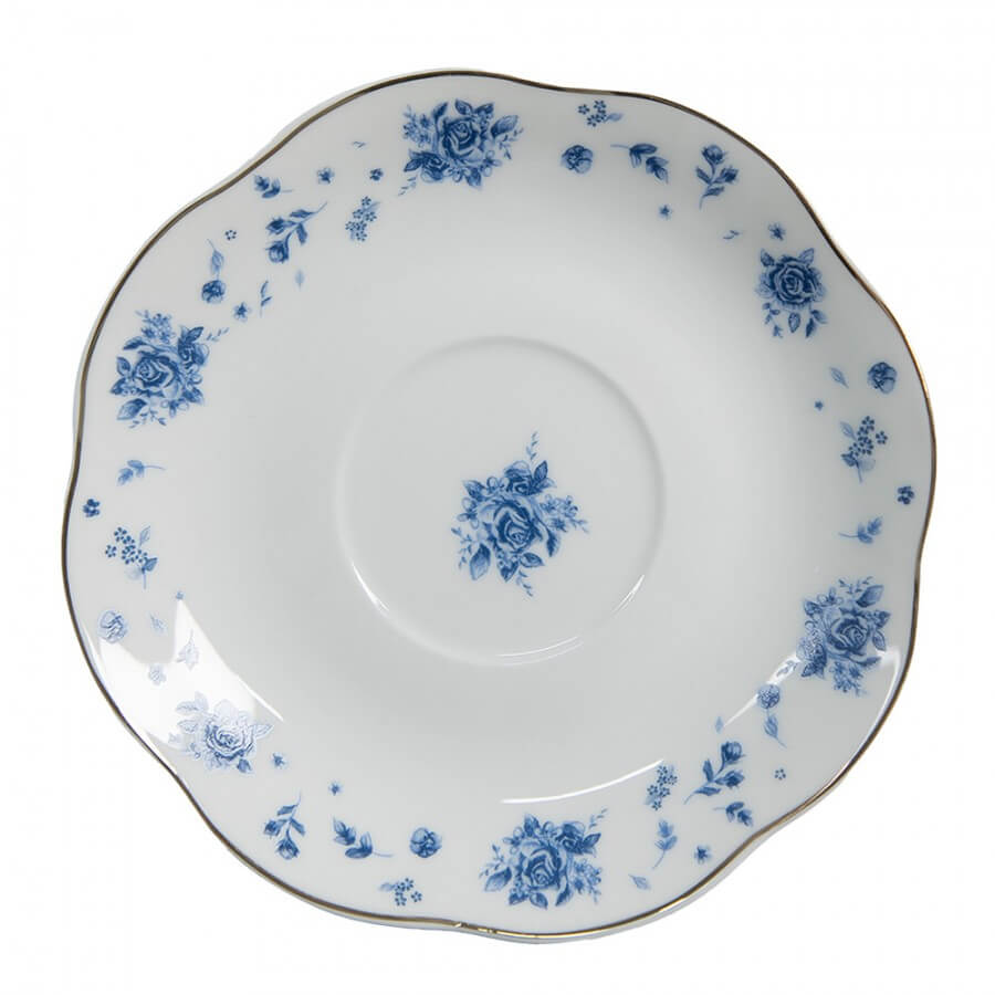 Tasse + soucoupe en porcelaine (200 ml) -  &quot;Toile de Jouy&quot; bleue