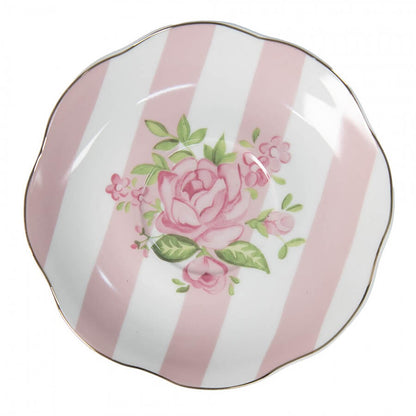 Taza + platillo de porcelana (200 ml) - &quot;Raya rosa&quot;