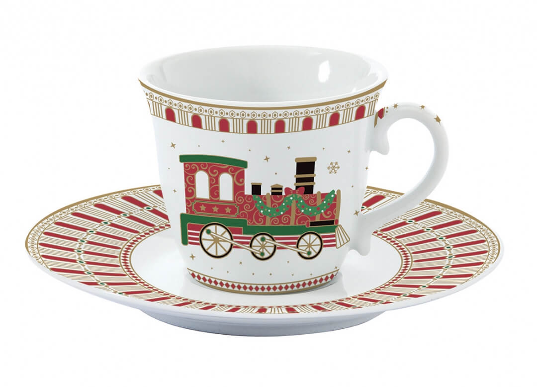 Coffret tasse 200 ml en porcelaine + soucoupe &quot;Polar express&quot; - Le Jardin de Mademoiselle