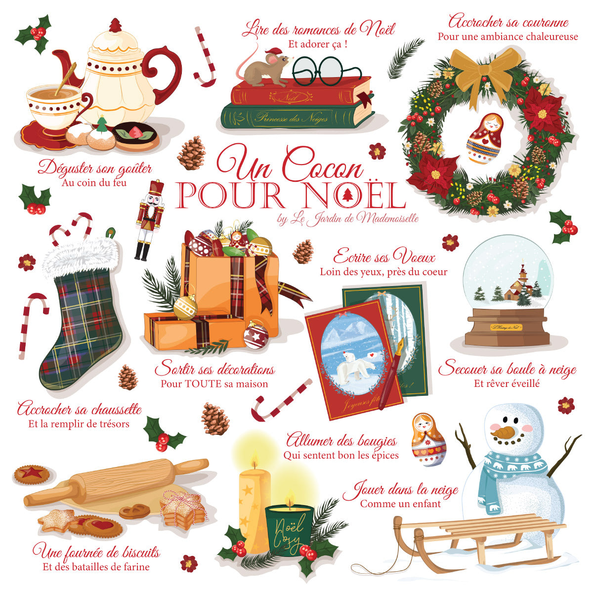 Tote bag &quot;Un Cocon pour Noël&quot; - by Le Jardin de Mademoiselle