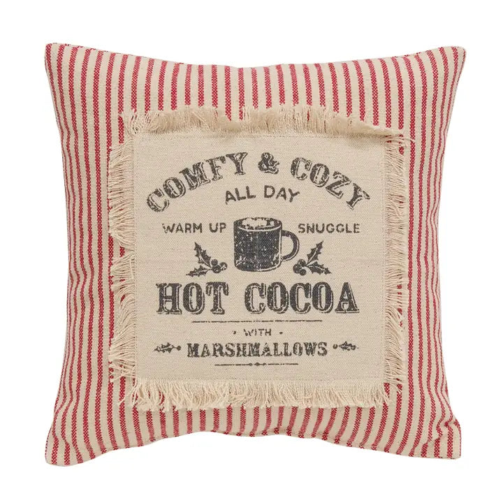 Coussin à rayures rouges &quot;Hot Cocoa&quot;