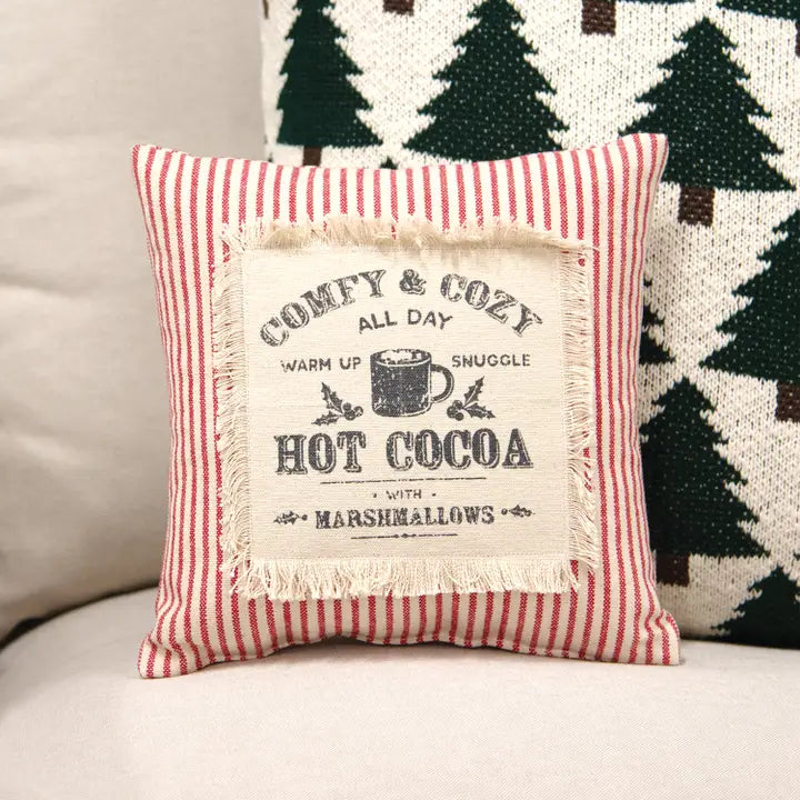 Coussin à rayures rouges &quot;Hot Cocoa&quot;