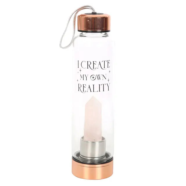 Bouteille en verre &quot;Create My Own Reality&quot; avec quartz rose