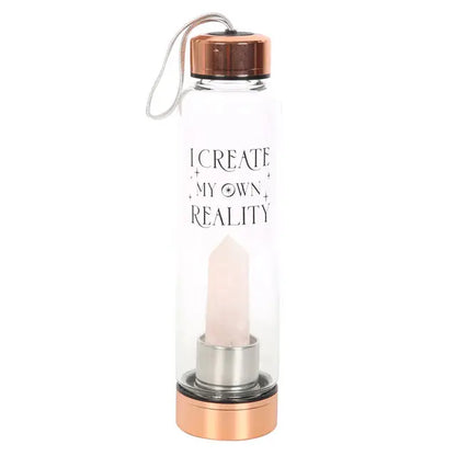 Bouteille en verre &quot;Create My Own Reality&quot; avec quartz rose