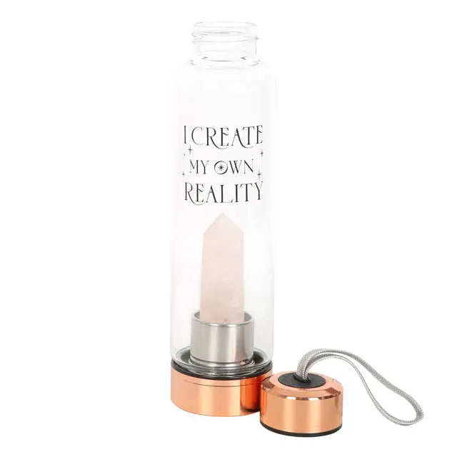 Bouteille en verre &quot;Create My Own Reality&quot; avec quartz rose