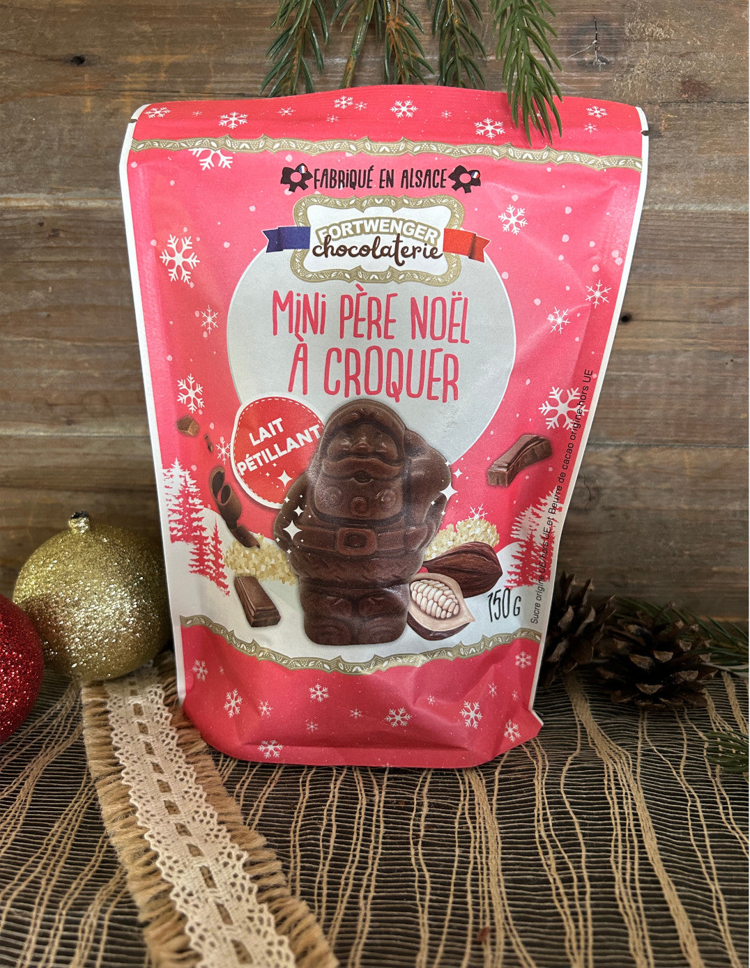 Mini Père-Noël à croquer au chocolat au lait pétillant (150g)