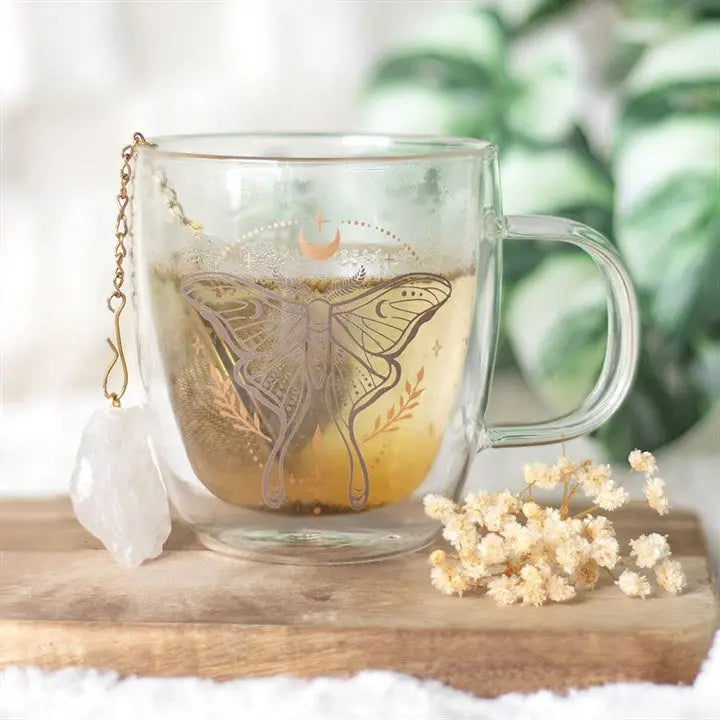 Mug 300 ml à double paroi &quot;Luna Moth&quot; avec infuseur à thé en cristal