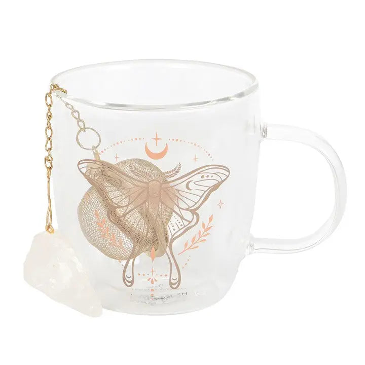 Mug 300 ml à double paroi &quot;Luna Moth&quot; avec infuseur à thé en cristal