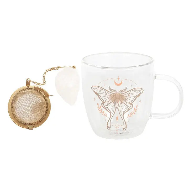 Mug 300 ml à double paroi &quot;Luna Moth&quot; avec infuseur à thé en cristal