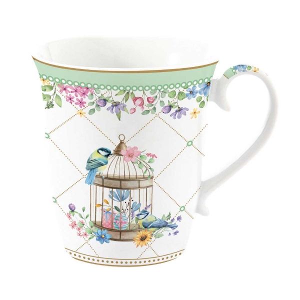 Mug 275 ml en porcelaine &quot;Fleurs de Printemps&quot; - Vert