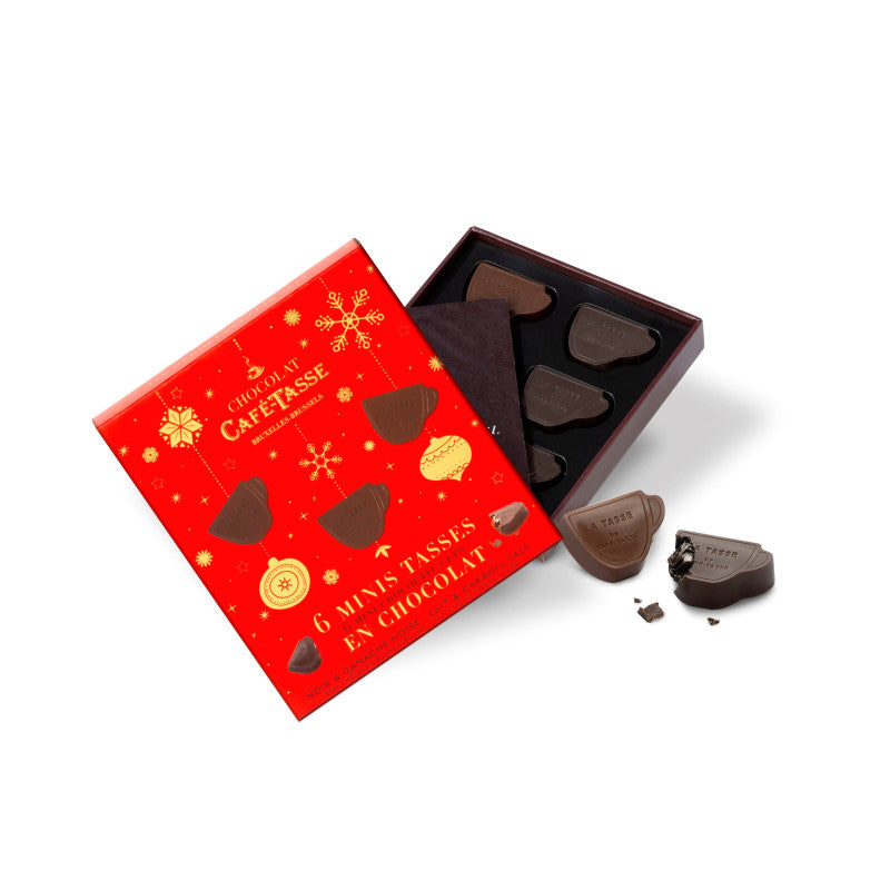 Petite boîte 6 mini-tasses en chocolat (66 g) - Edition de Noël