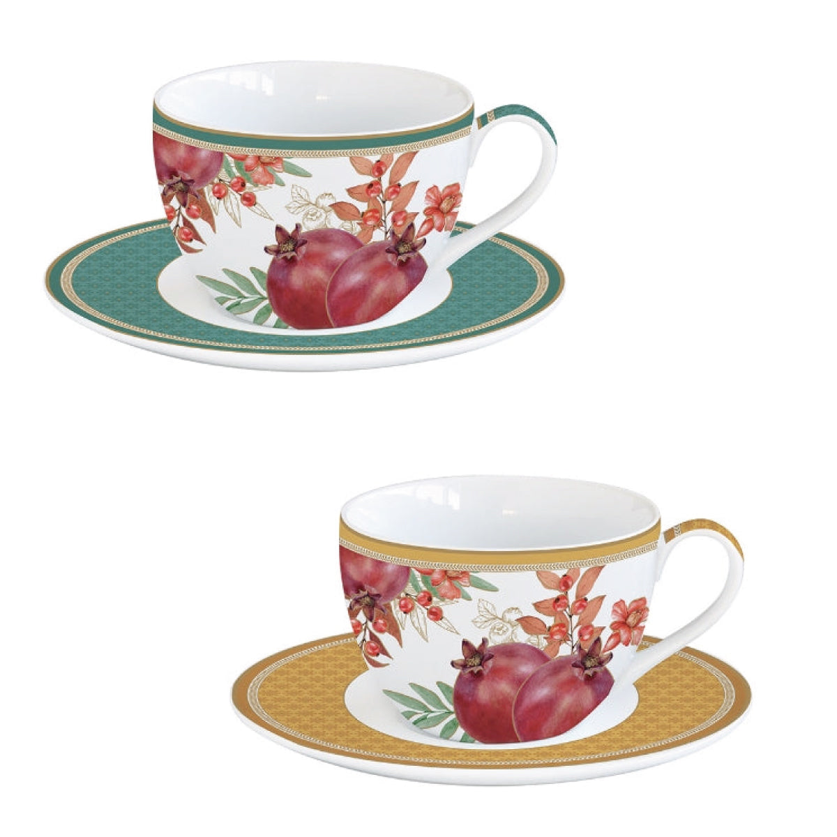 Set of 2 porcelain coffee cups 110 ml + saucer &quot;Autumn Symphony&quot;