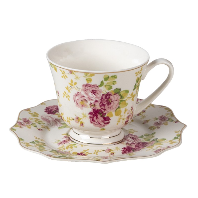 Tasse et soucoupe en porcelaine 200 ml &quot;Quatuor fleuri&quot;