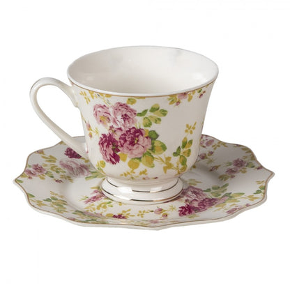 Tasse et soucoupe en porcelaine 200 ml &quot;Quatuor fleuri&quot;