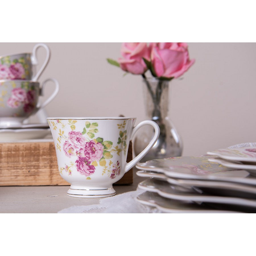 Tasse et soucoupe en porcelaine 200 ml &quot;Quatuor fleuri&quot;